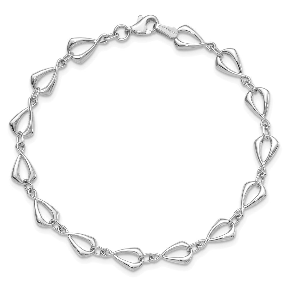 14K White Gold Polished Link Bracelet