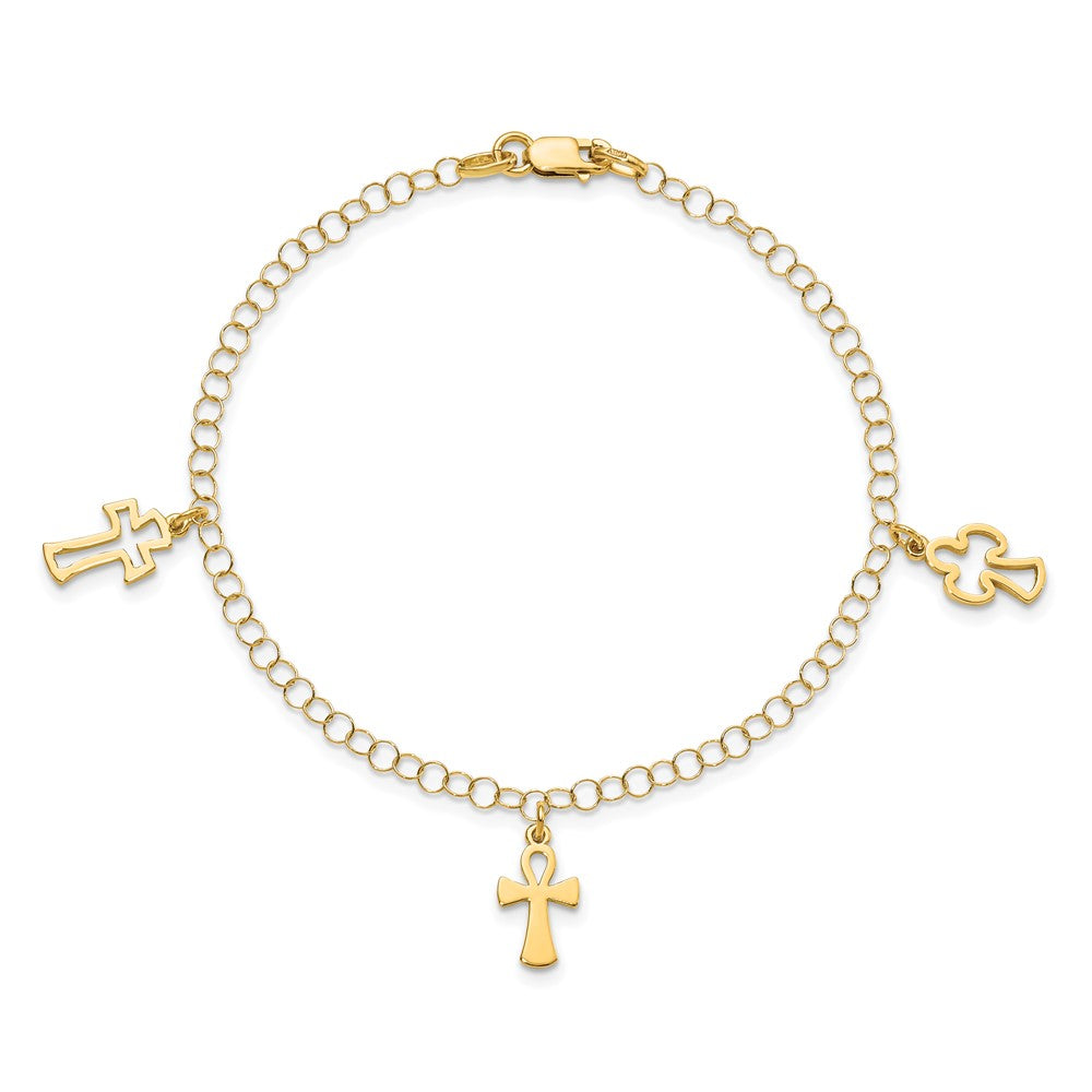 14K Polished Cross Bracelet