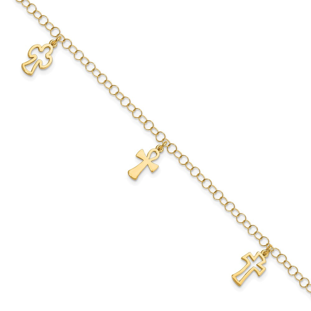 14K Polished Cross Bracelet