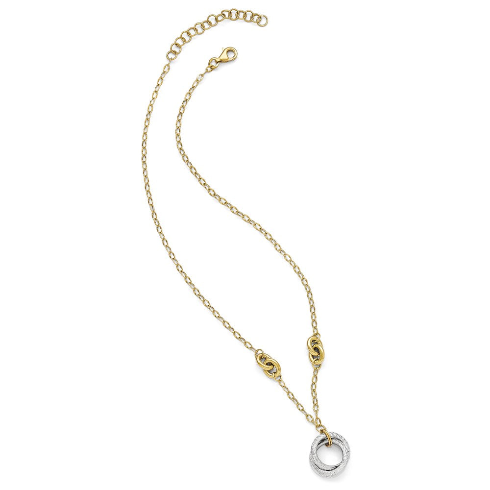 14k Two-tone Polished and Diamond-cut Necklace w/2in ext