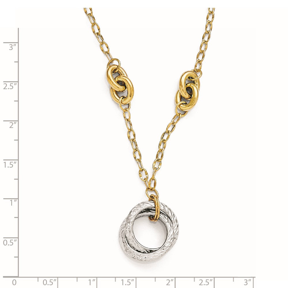 14k Two-tone Polished and Diamond-cut Necklace w/2in ext