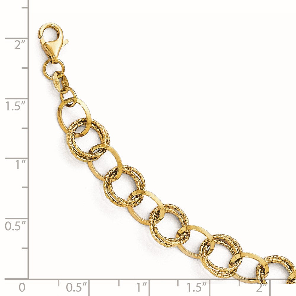 14k Polished and Textured Fancy Link Bracelet