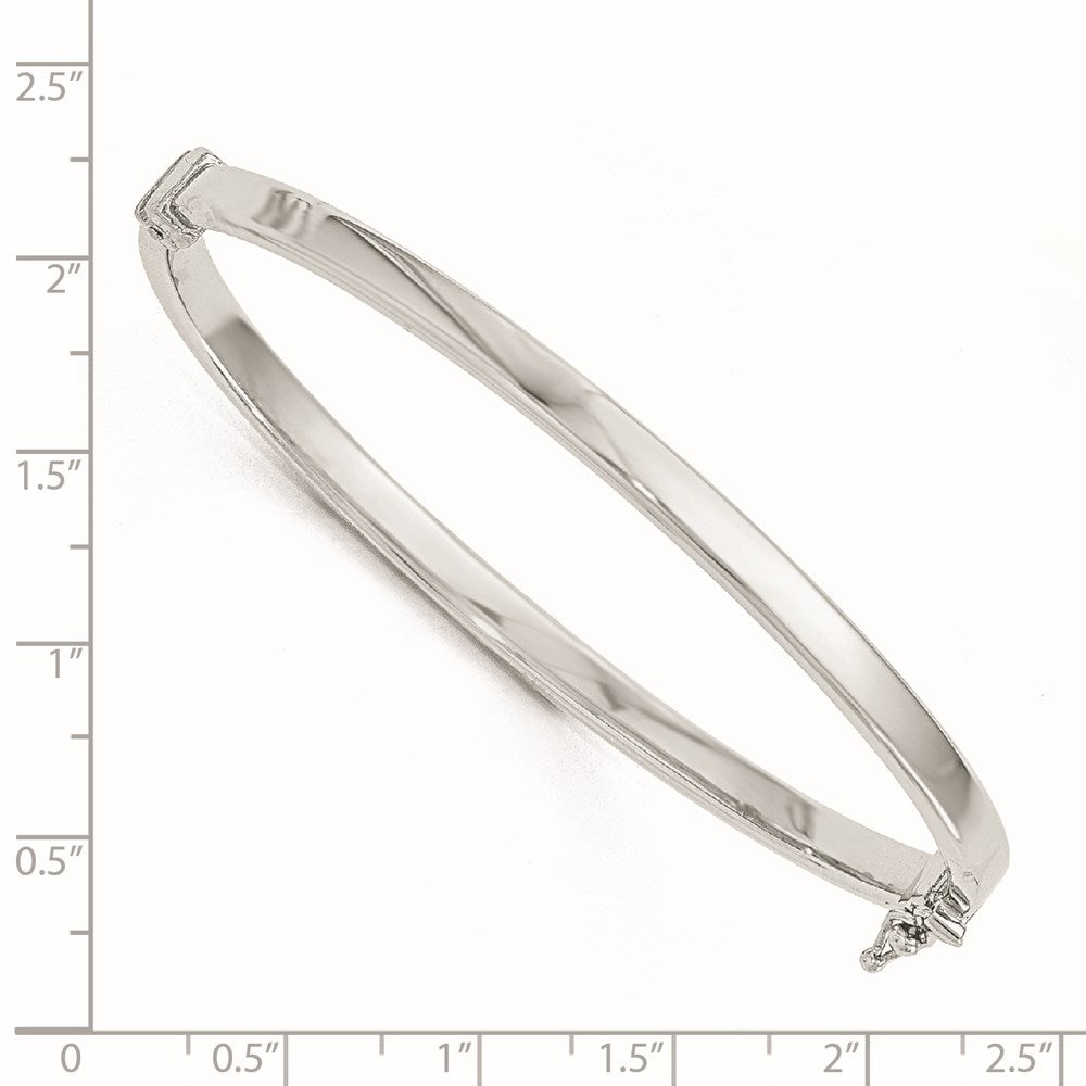 14K with White Rhodium Plating Polished Hinged Bangle