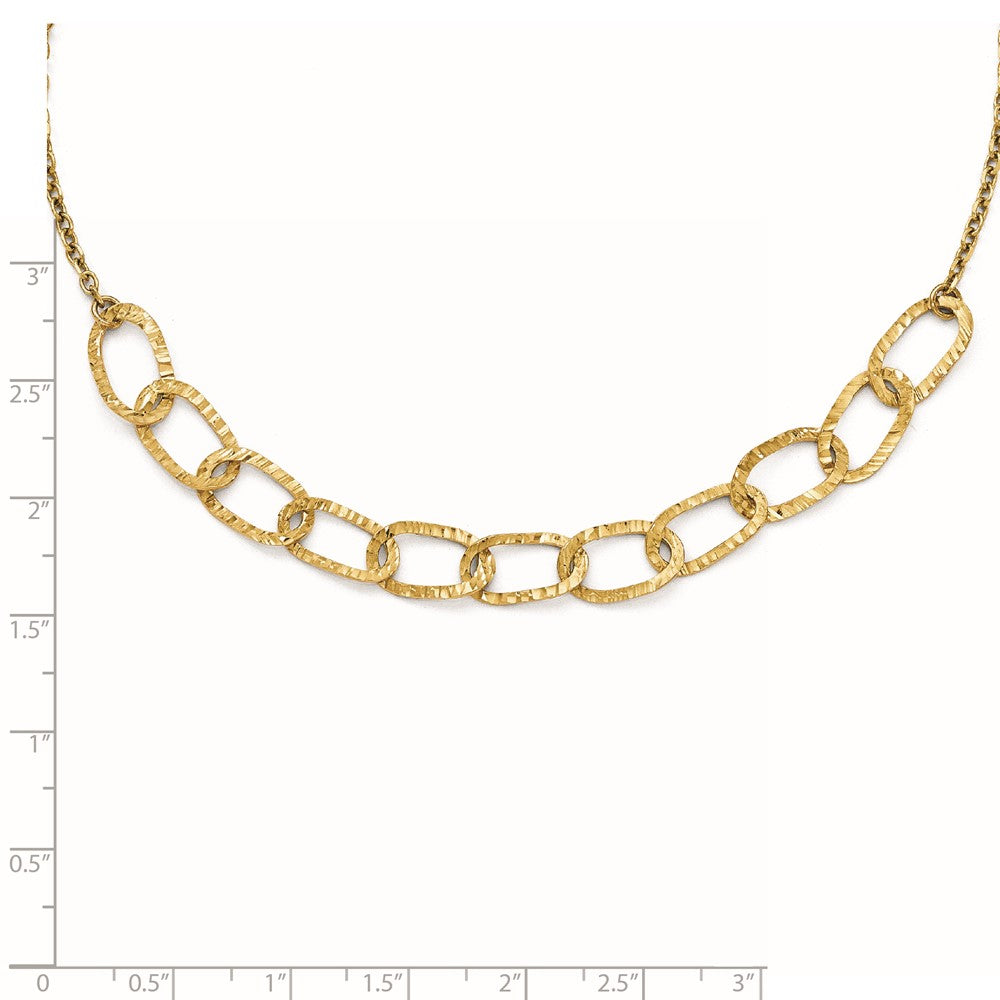 14k Polished and Diamond Cut Link Necklace