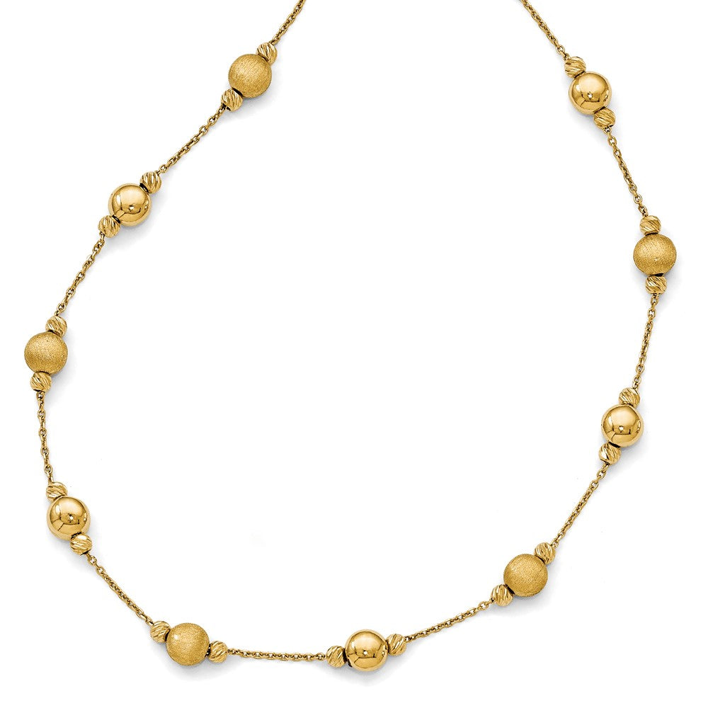 14K D/C Scratch Finish Polished Necklace