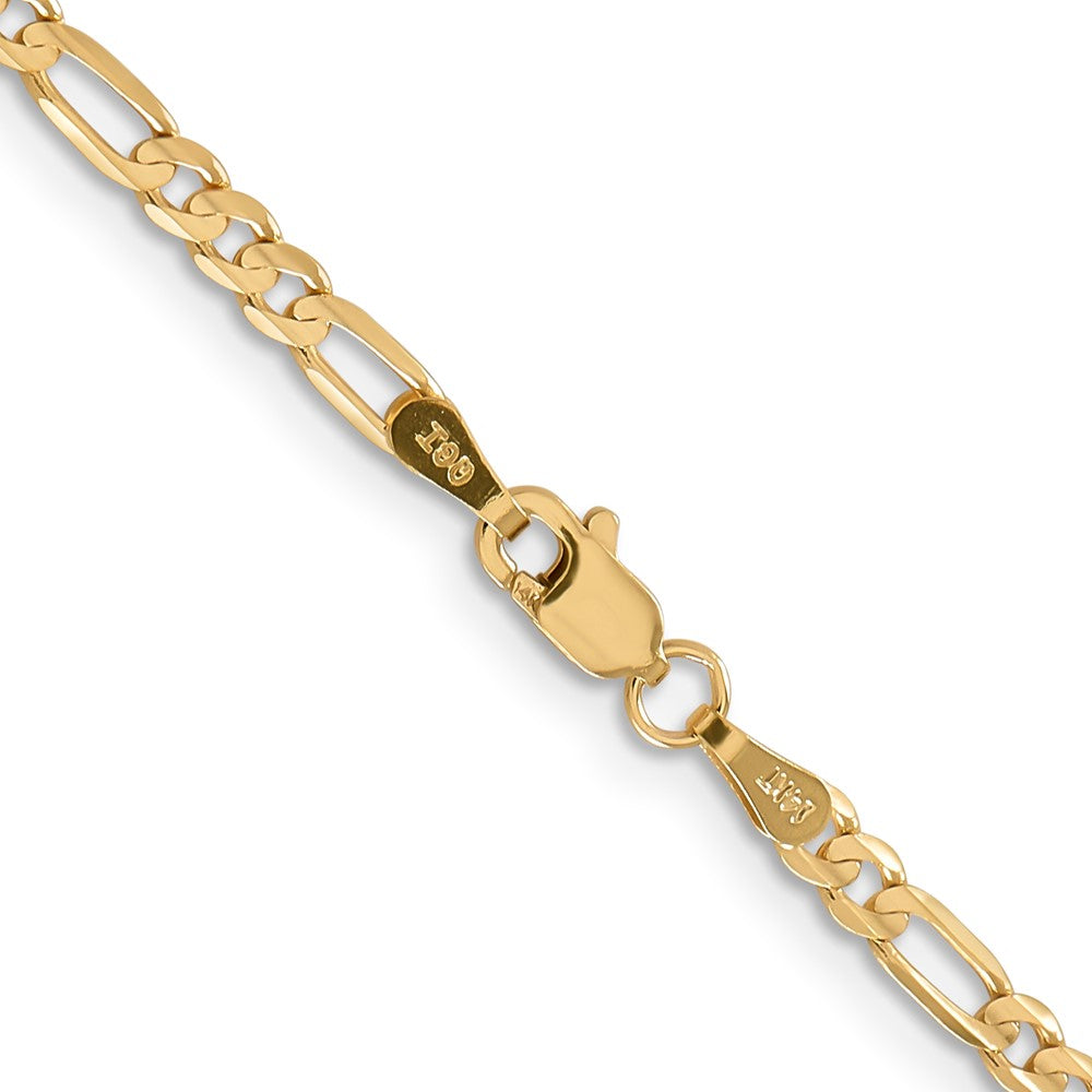 14K 24 inch 3mm Concave Open Figaro with Lobster Clasp Chain