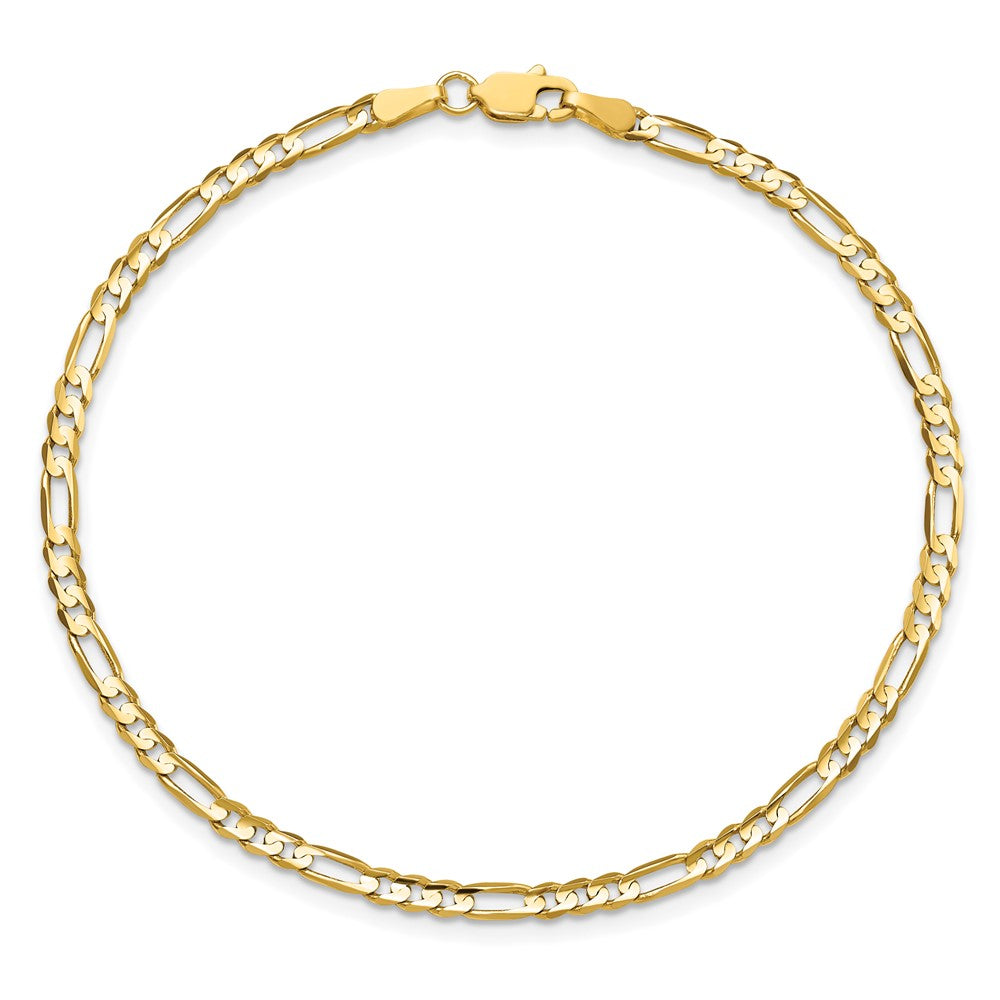 14K 7 inch 3mm Concave Open Figaro with Lobster Clasp Bracelet