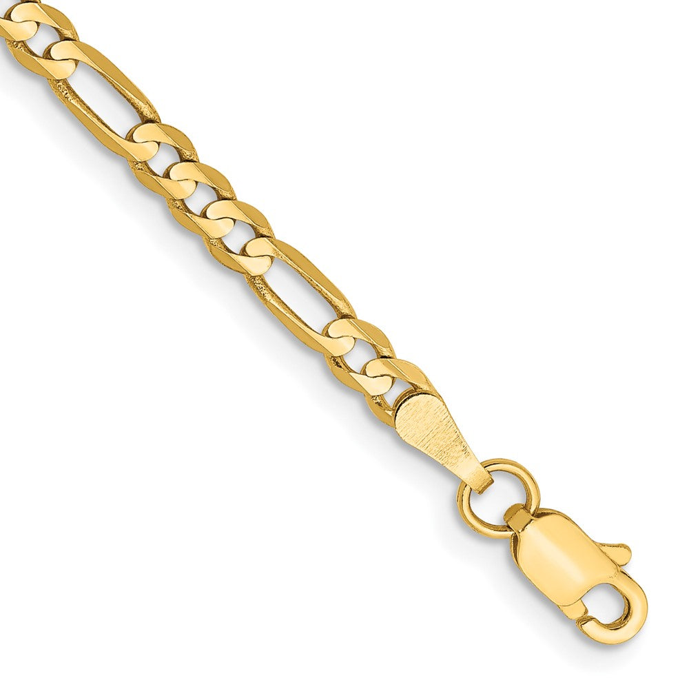 14K 8 inch 3mm Concave Open Figaro with Lobster Clasp Bracelet