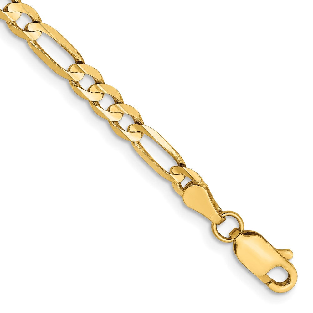 14K 7 inch 4mm Concave Open Figaro with Lobster Clasp Bracelet