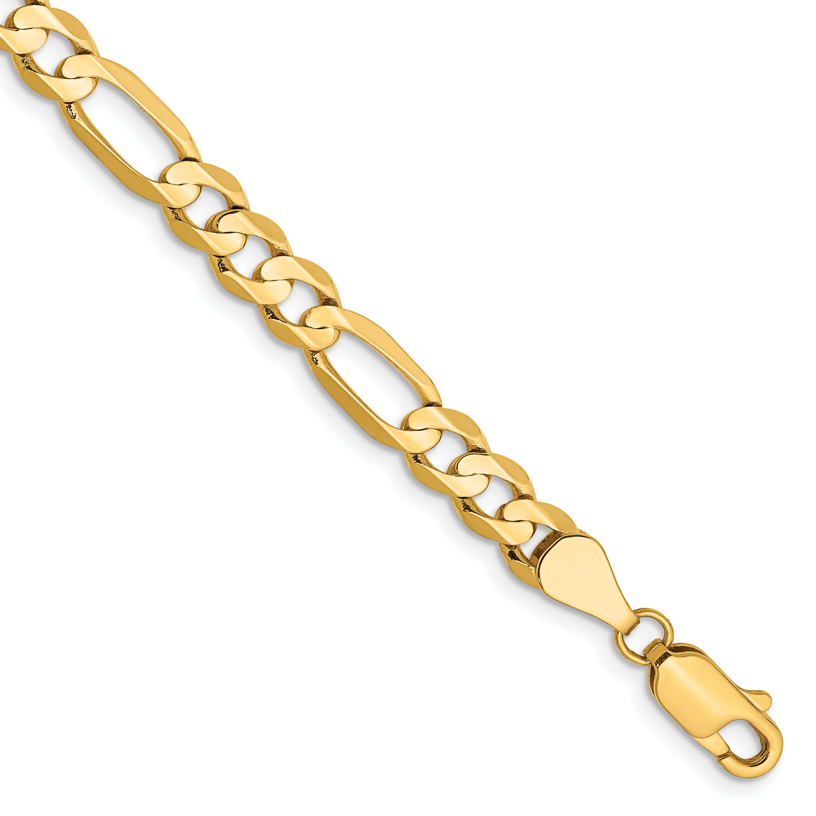 14K 7 inch 5.5mm Concave Open Figaro with Lobster Clasp Bracelet