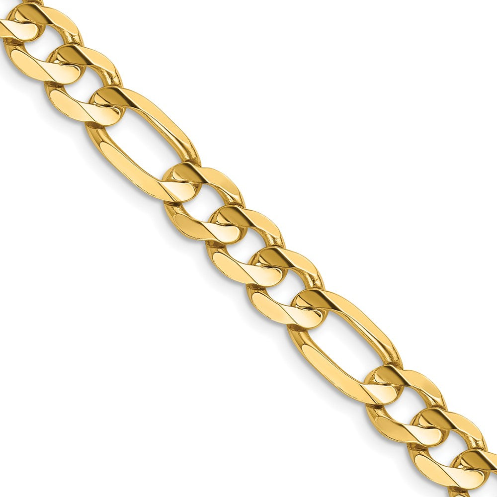 14K 24 inch 7.5mm Concave Open Figaro with Lobster Clasp Chain