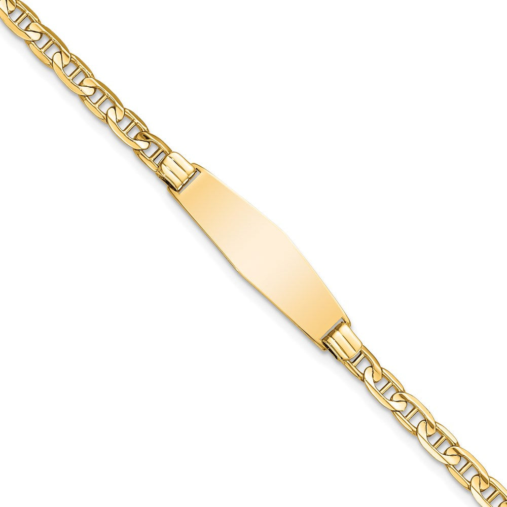 14K Soft Diamond Shape Anchor Link ID Bracelet