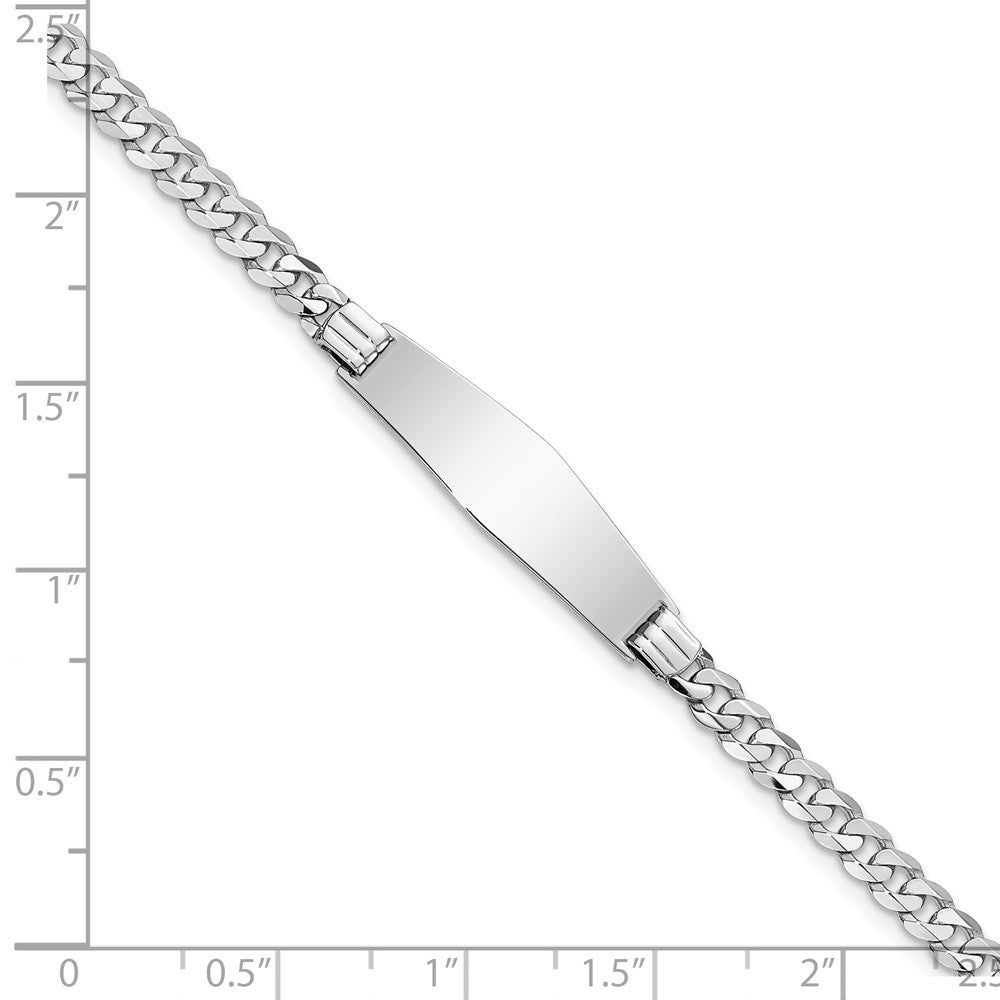 14k WG Soft Diamond Shape Flat Curb Link ID Bracelet