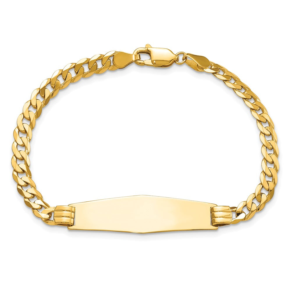 14K Curb Link Soft Diamond Shape ID Bracelet