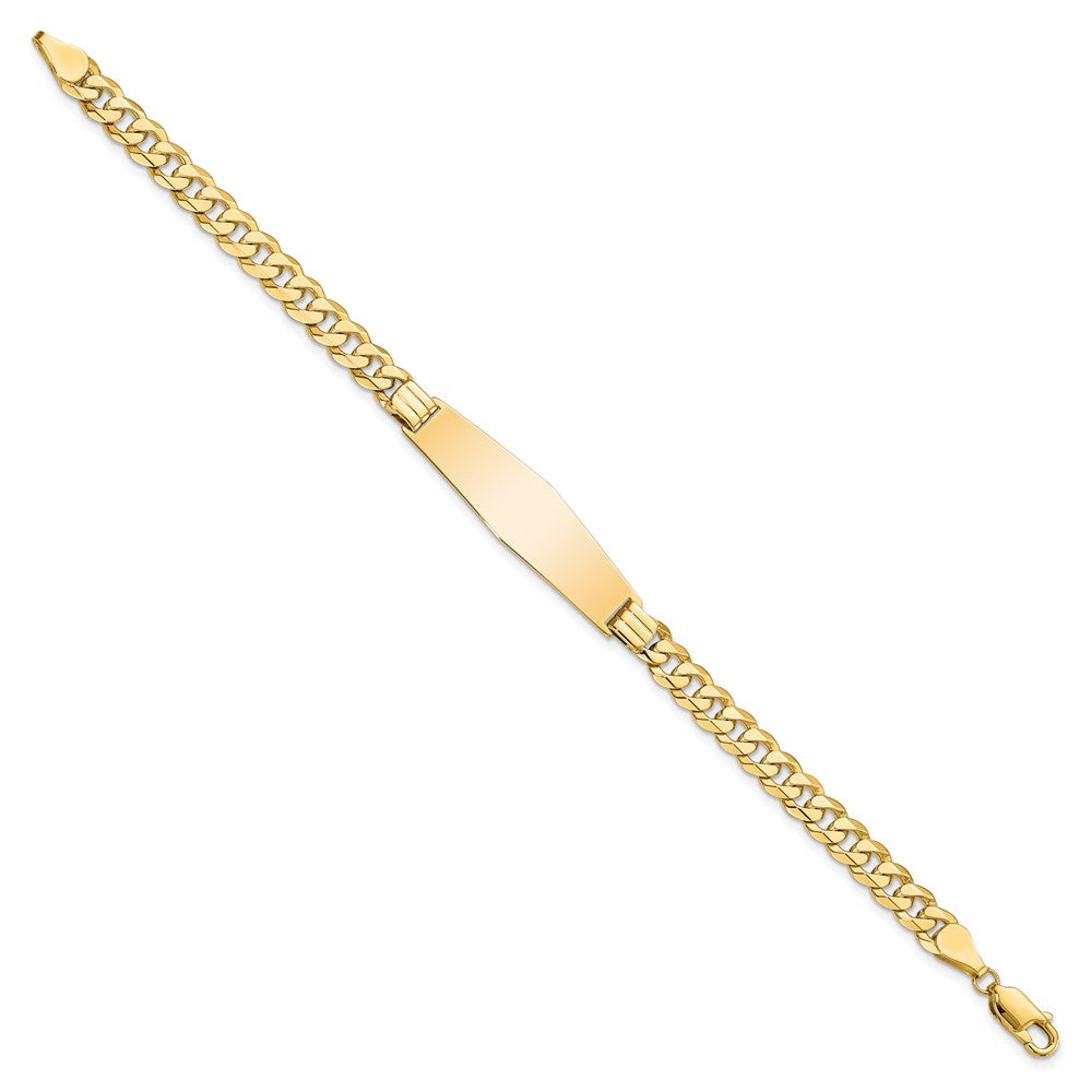 14K Curb Link Soft Diamond Shape ID Bracelet