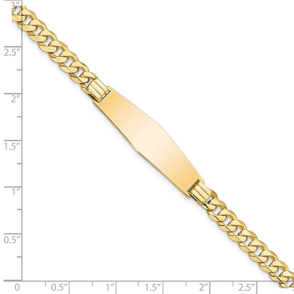 14K Curb Link Soft Diamond Shape ID Bracelet