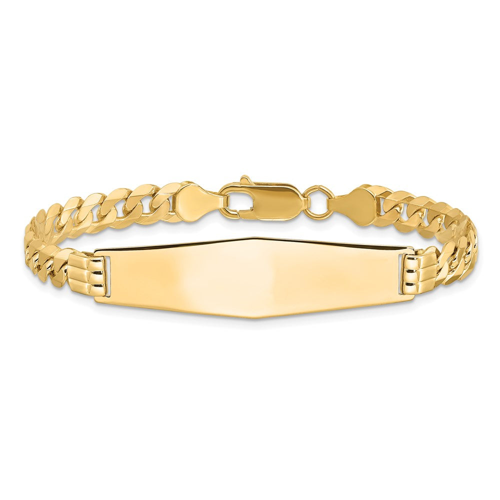 14K Curb Link Soft Diamond Shape ID Bracelet