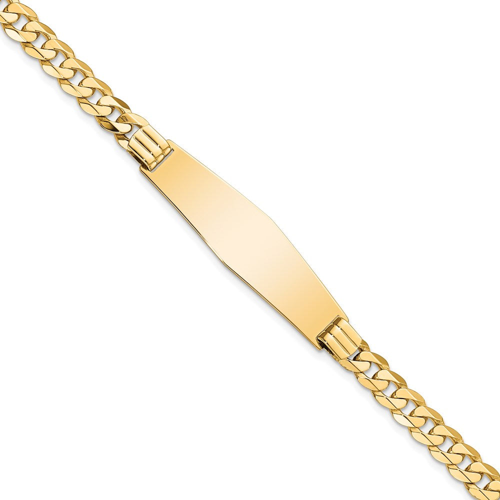 14K Curb Link Soft Diamond Shape ID Bracelet