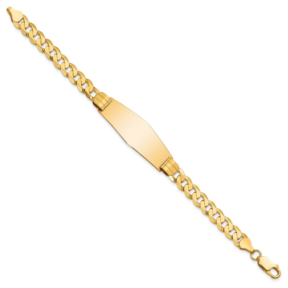 14K Curb Link Soft Diamond Shape ID Bracelet