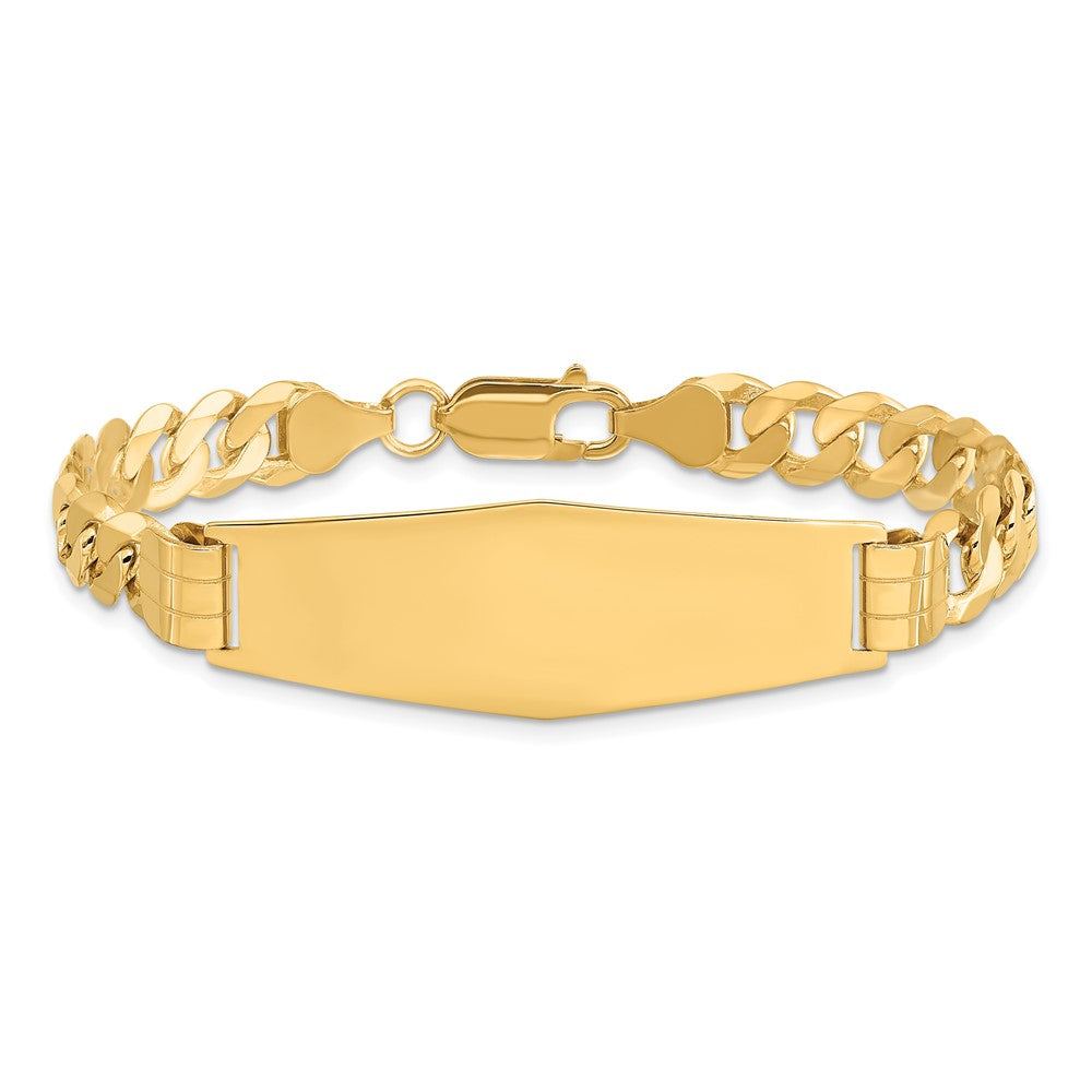 14K Curb Link Soft Diamond Shape ID Bracelet