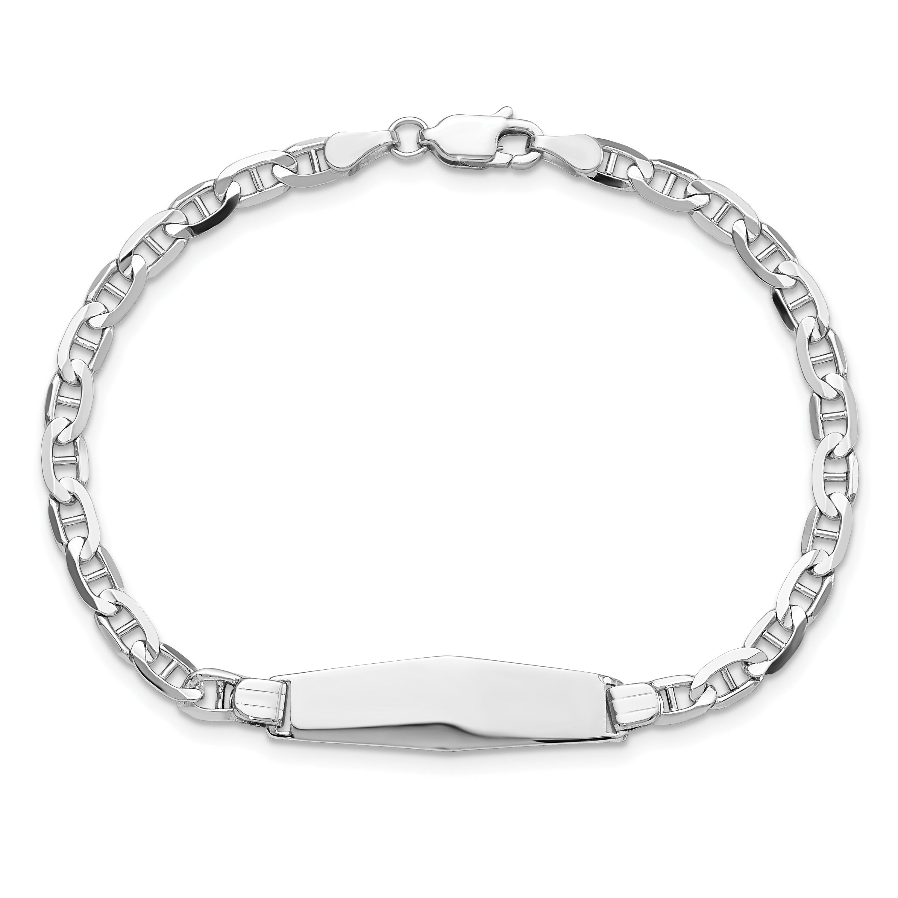 14K WG Soft Diamond Shape Anchor Link ID Bracelet