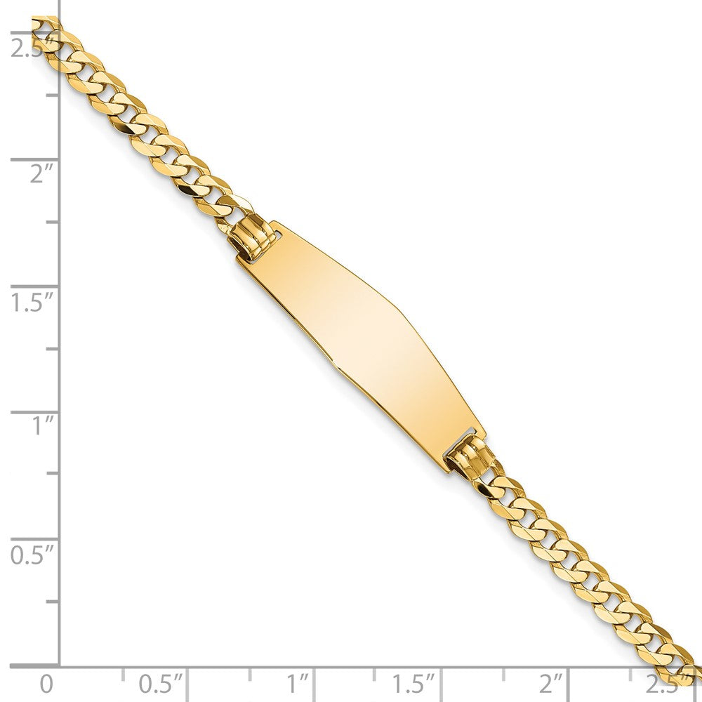 14k Soft Diamond Shape Flat Curb Link ID Bracelet