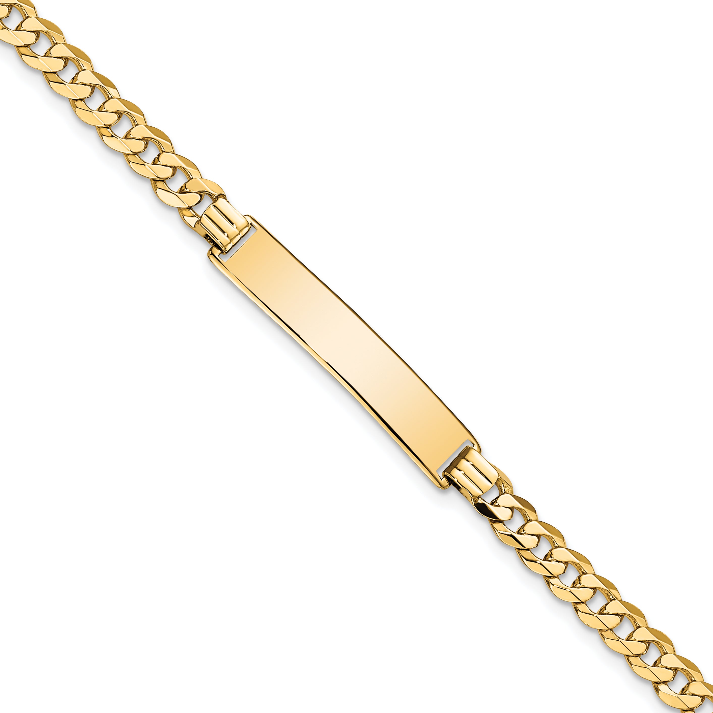 14k Flat Curb Link ID Bracelet