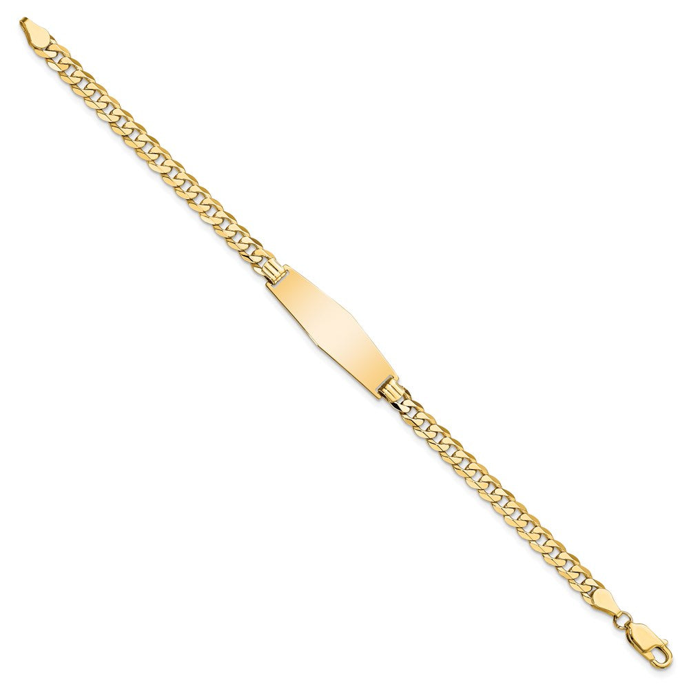 14k Soft Diamond Shape Flat Curb Link ID Bracelet