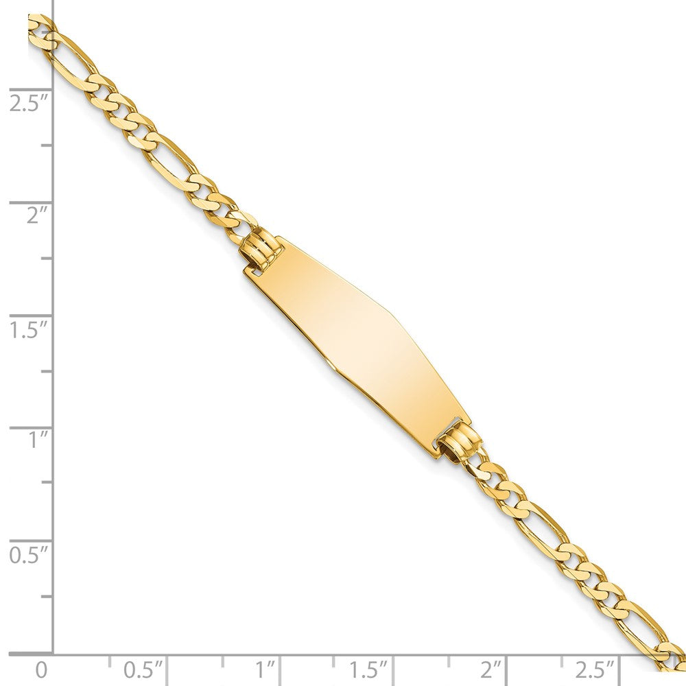 14k Soft Diamond Shape Flat Figaro Link ID Bracelet