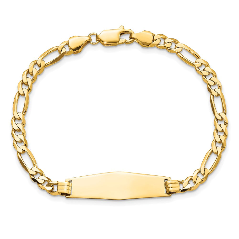 14k Soft Diamond Shape Flat Figaro Link ID Bracelet