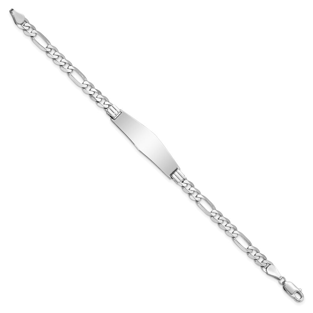 14k WG Figaro Link Soft Diamond Shape ID Bracelet