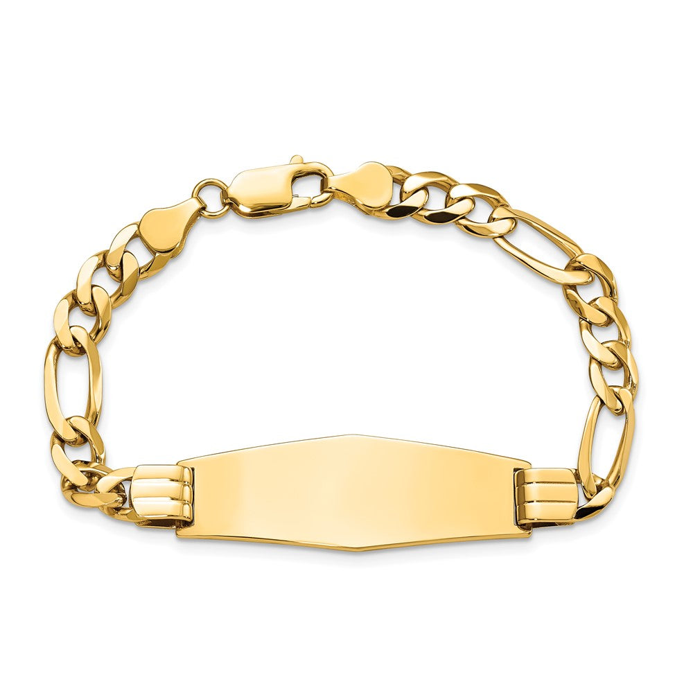 14k Flat Figaro Link Soft Diamond Shape ID Bracelet