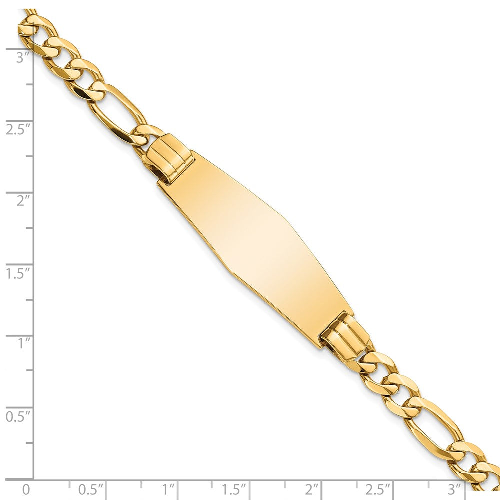 14k Flat Figaro Link Soft Diamond Shape ID Bracelet