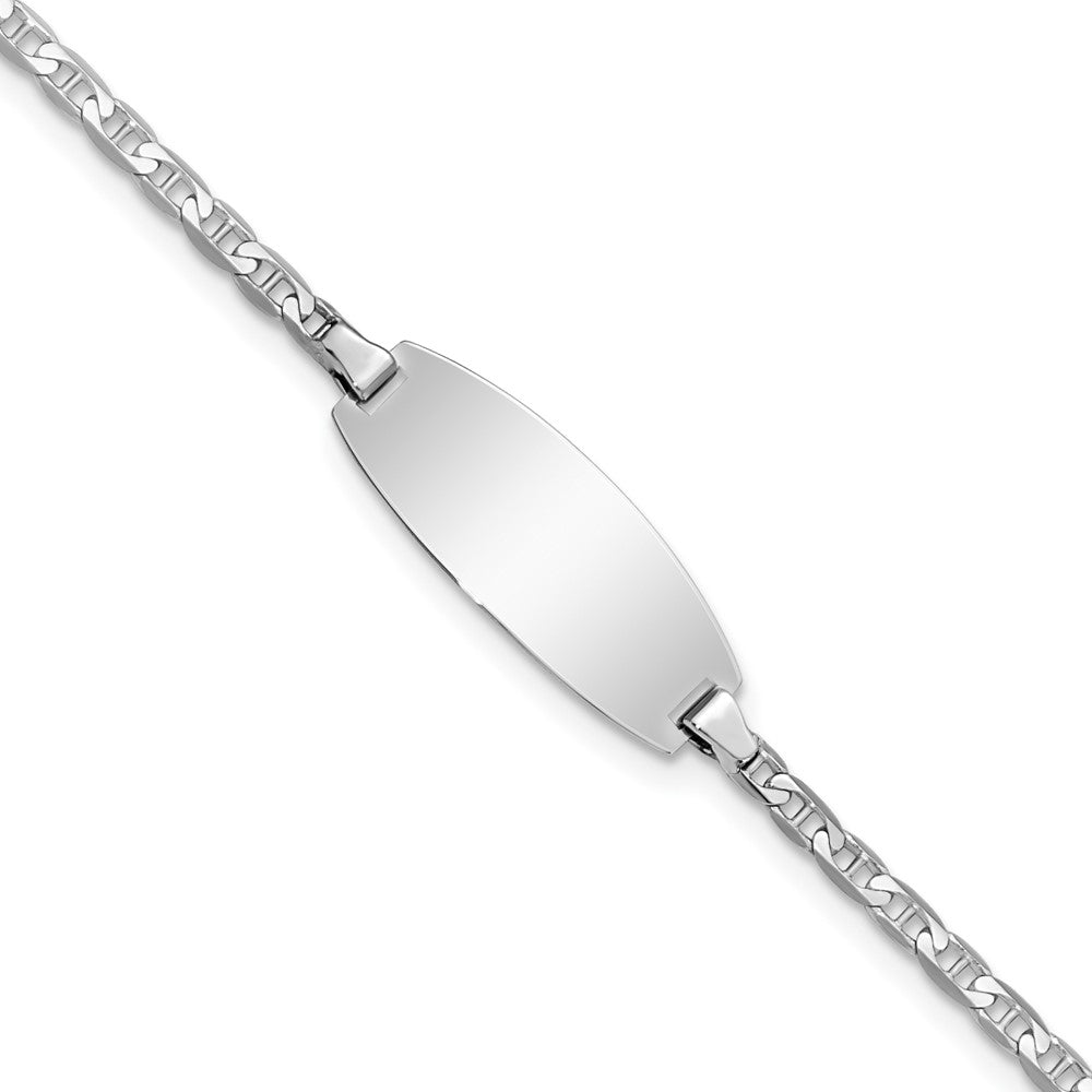 14k White Gold Oval Anchor ID Bracelet