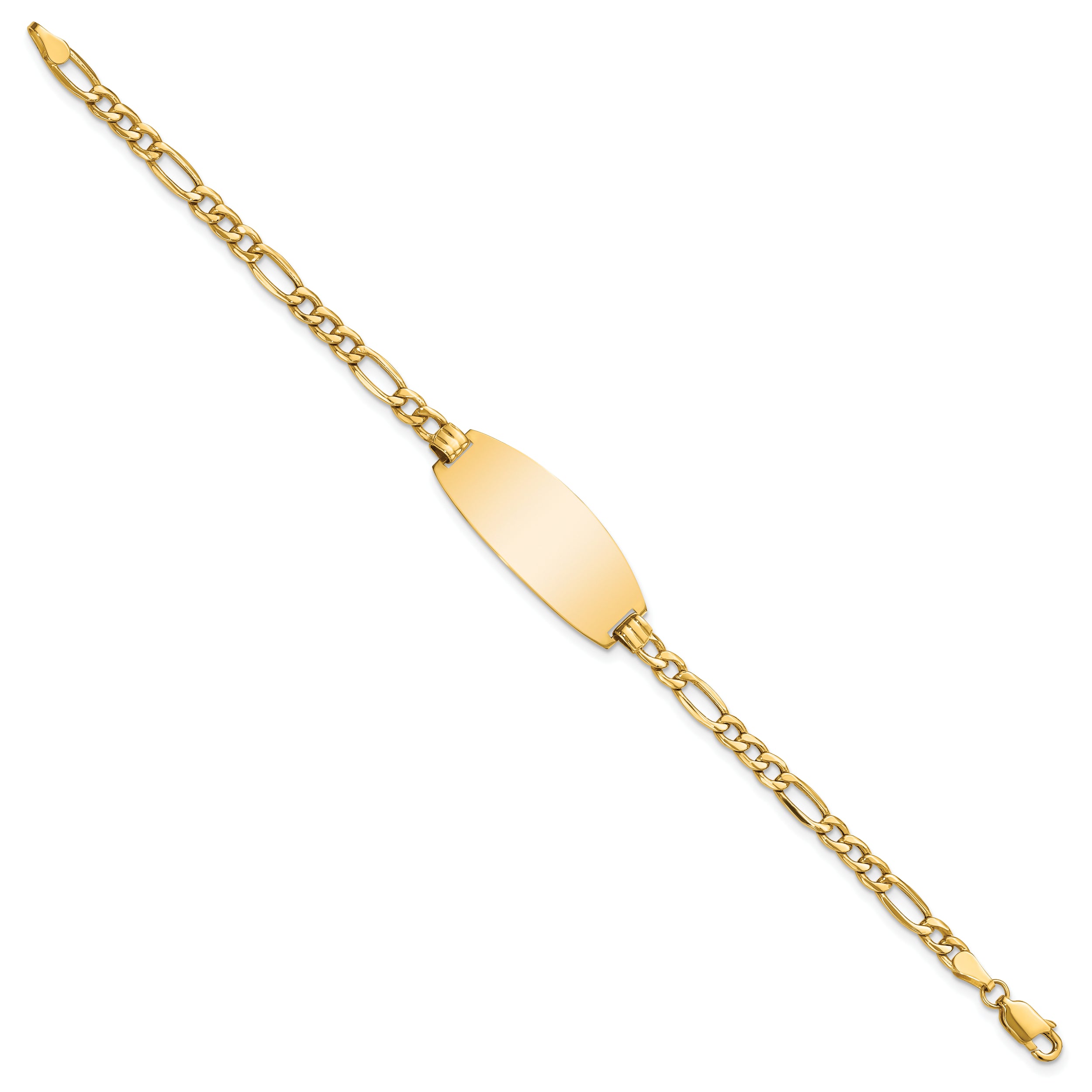 14k Semi-solid Oval Figaro ID Bracelet