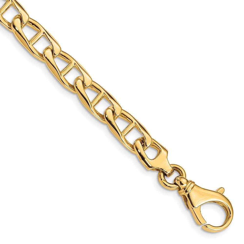 14K 24 inch 6.9mm Hand Polished Fancy Anchor Link with Fancy Lobster Clasp Chain