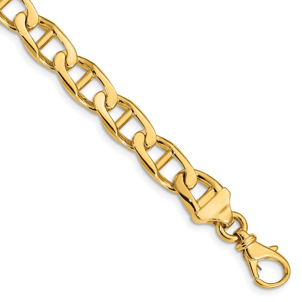 14K 24 inch 9mm Hand Polished Fancy Anchor Link with Fancy Lobster Clasp Chain