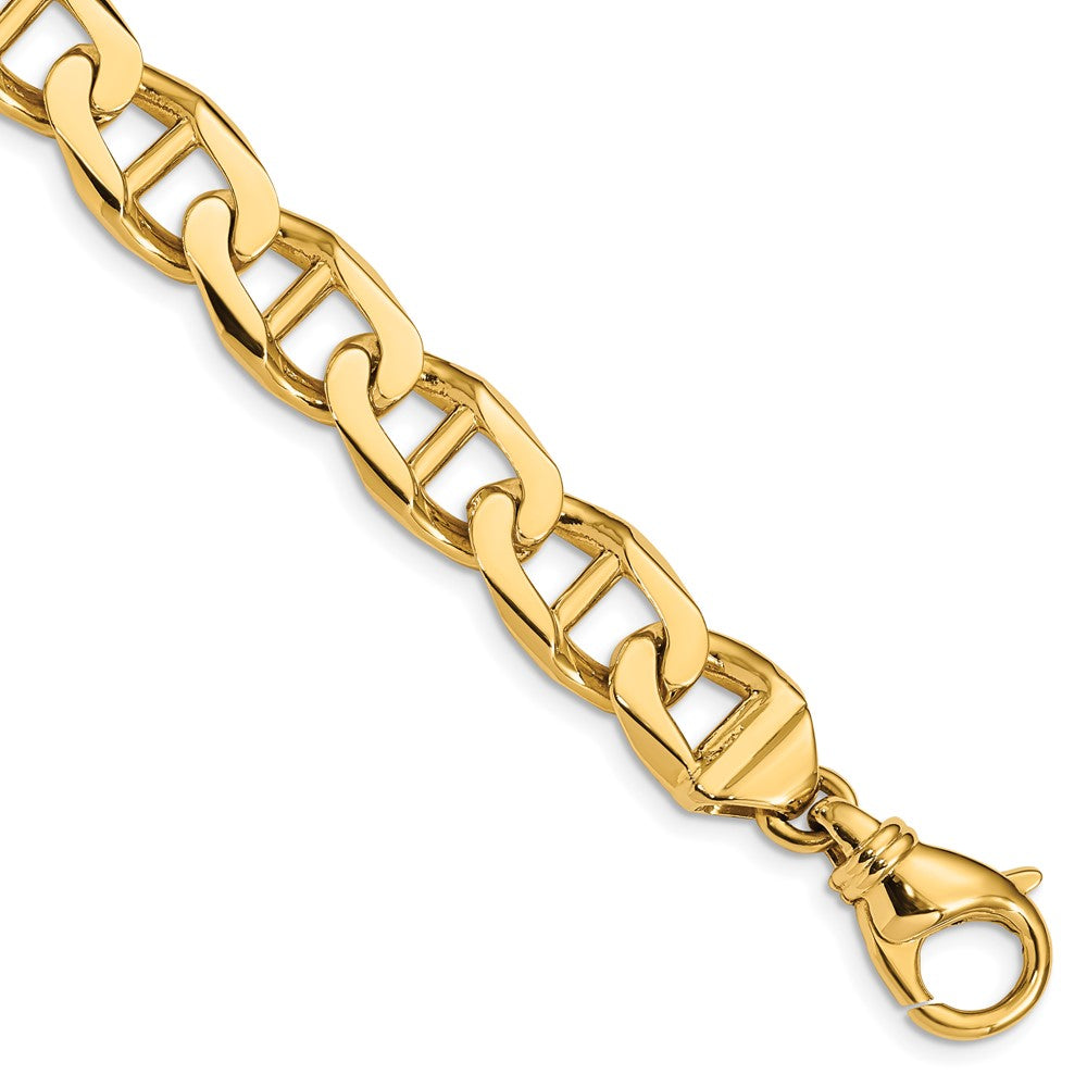 14K 24 inch 10.3mm Hand Polished Fancy Anchor Link with Fancy Lobster Clasp Chain