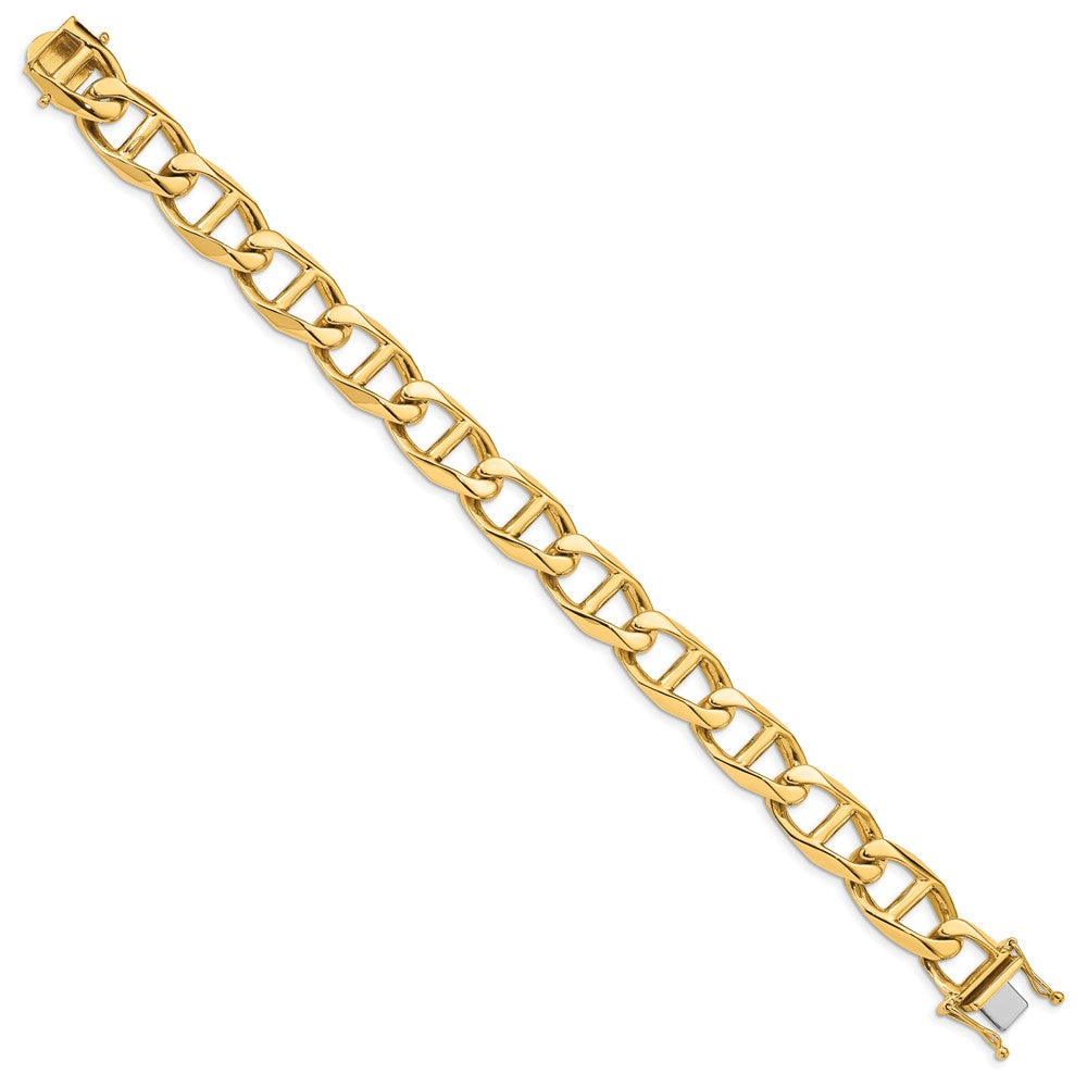 14K 8 inch 12.5mm Hand Polished Fancy Anchor Link with Box Catch Clasp Bracelet