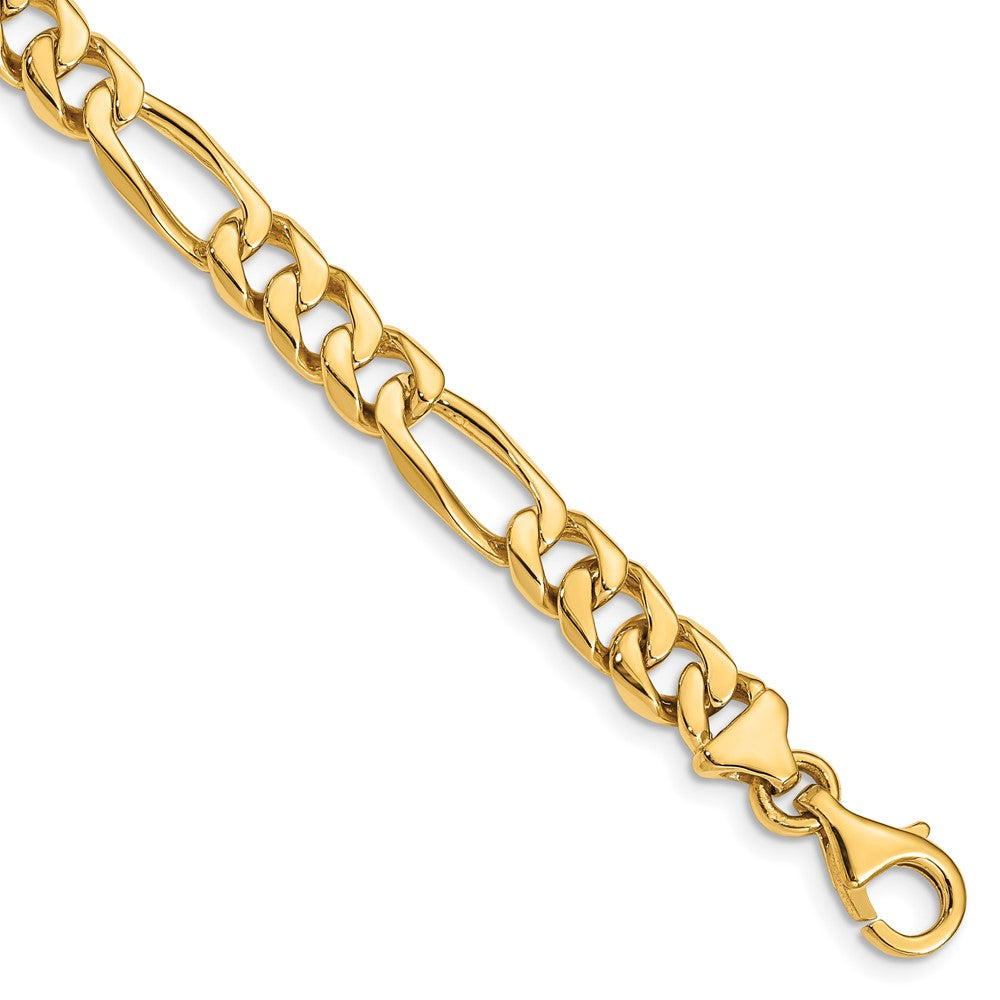 14K 24 inch 7mm Hand Polished Figaro Link with Fancy Lobster Clasp Chain