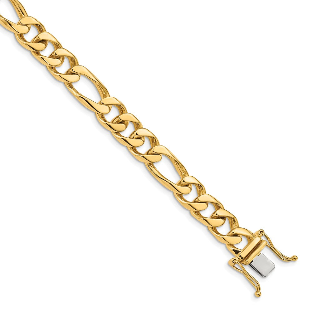 14K 22 inch 9mm Hand Polished Figaro Link with Box Catch Clasp Chain