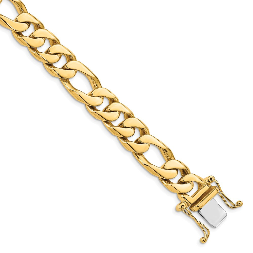 14K 24 inch 10mm Hand Polished Figaro Link with Box Catch Clasp Chain