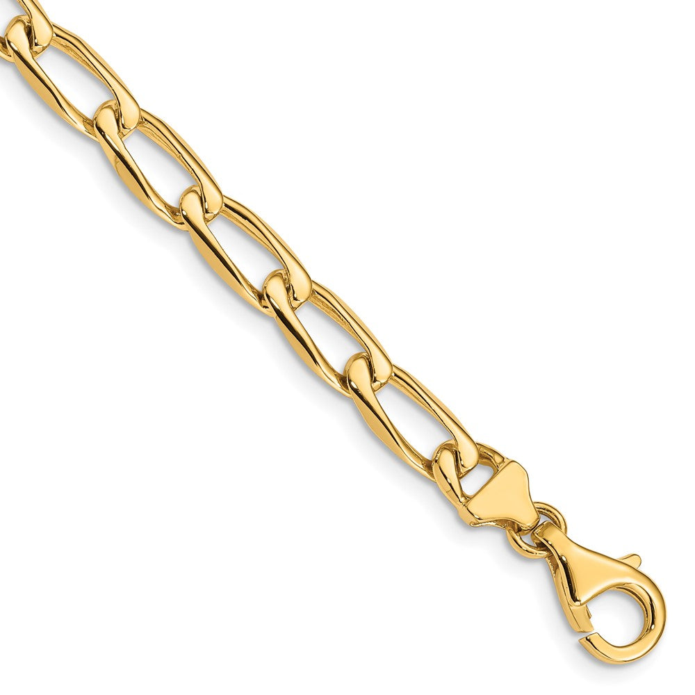 14K 24 inch 5.9mm Hand Polished Fancy Open Link with Fancy Lobster Clasp Chain