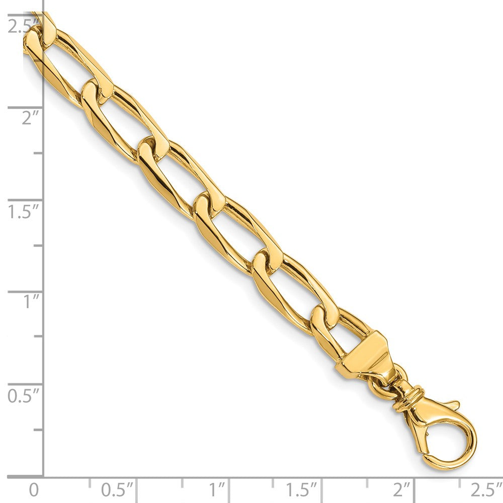 14K 24 inch 6.5mm Hand Polished Fancy Open Link with Fancy Lobster Clasp Chain