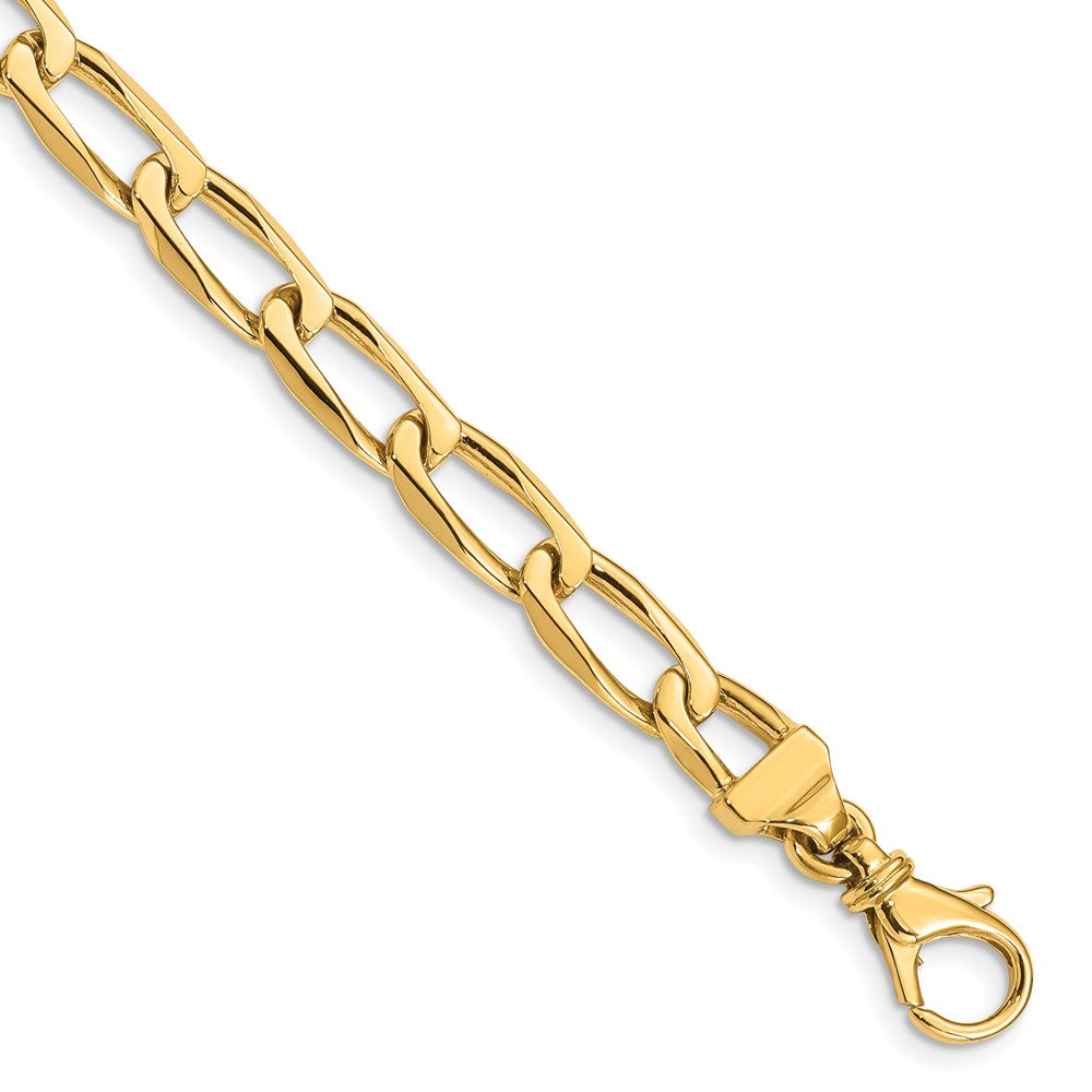 14K 24 inch 6.5mm Hand Polished Fancy Open Link with Fancy Lobster Clasp Chain