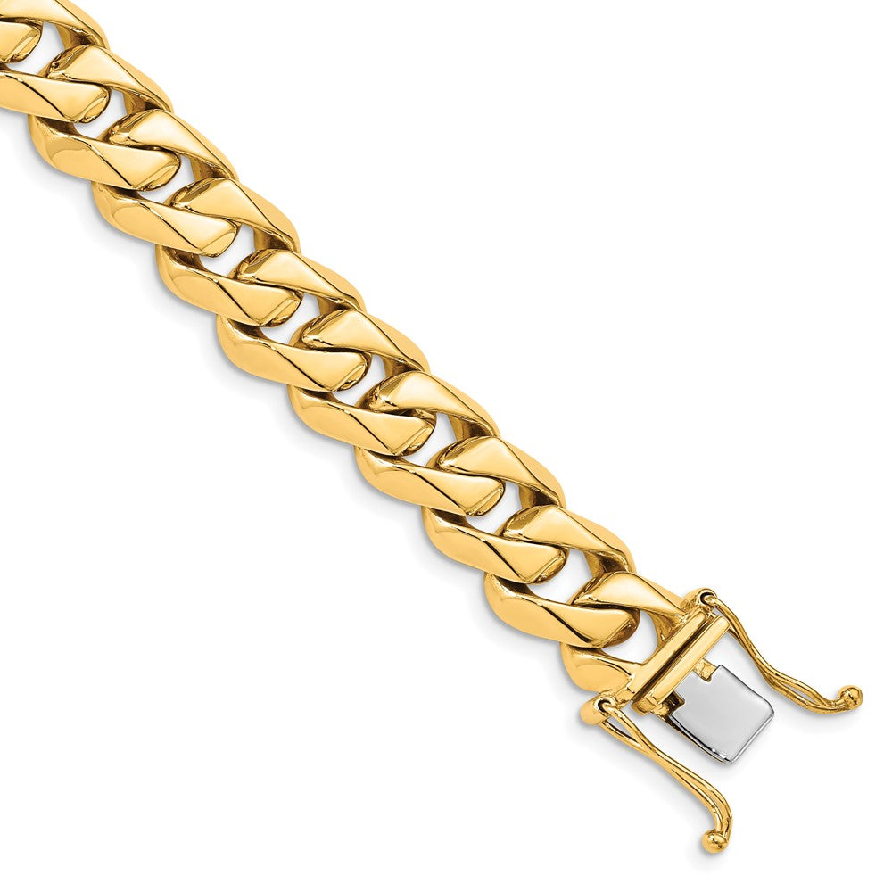 14K 24 inch 11mm Hand Polished Fancy Traditional Link with Box Catch Clasp Chain