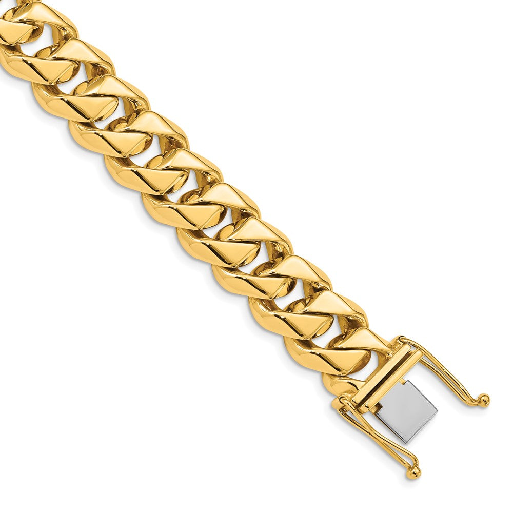 14K 20 inch 14mm Hand Polished Fancy Traditional Link with Box Catch Clasp Chain