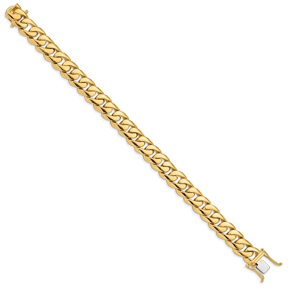 14K 8 inch 10.8mm Hand Polished Rounded Curb Link with Box Catch Clasp Bracelet