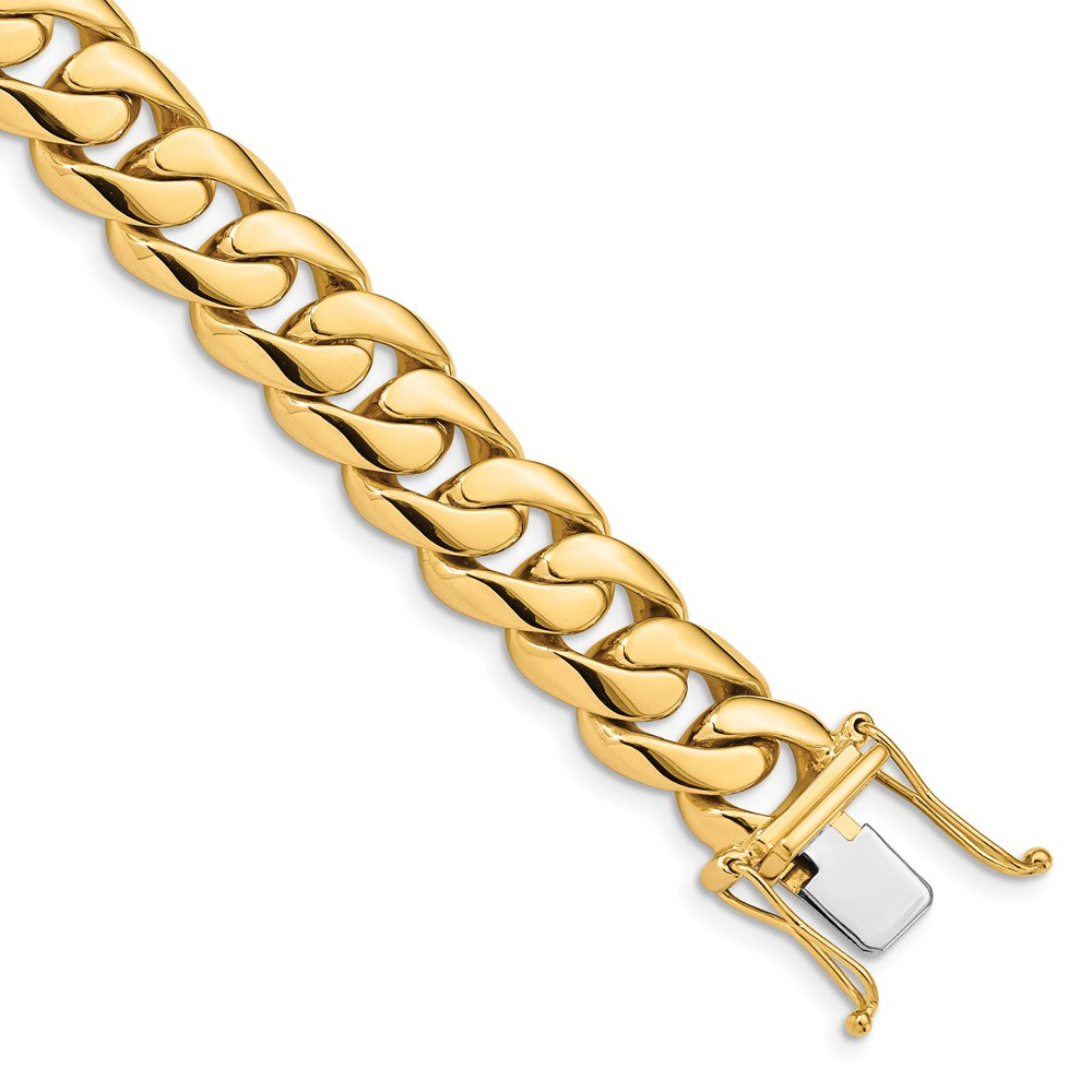 14K 24 inch 10.8mm Hand Polished Rounded Curb Link with Box Catch Clasp Chain