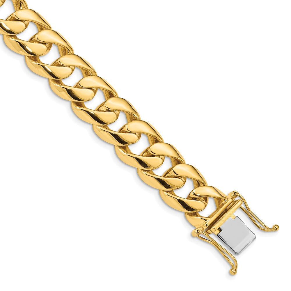 14K 22 inch 13.4mm Hand Polished Rounded Curb Link with Box Catch Clasp Chain